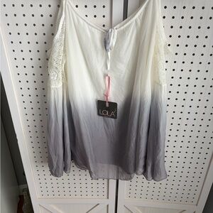 Lola Elegant White to Gray Gradient Top